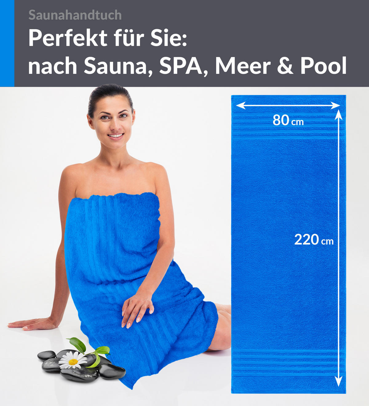 SAUNATUCH London Karibik Blau 80x220 cm - Hellblau, Textil (80/220cm) - Lashuma