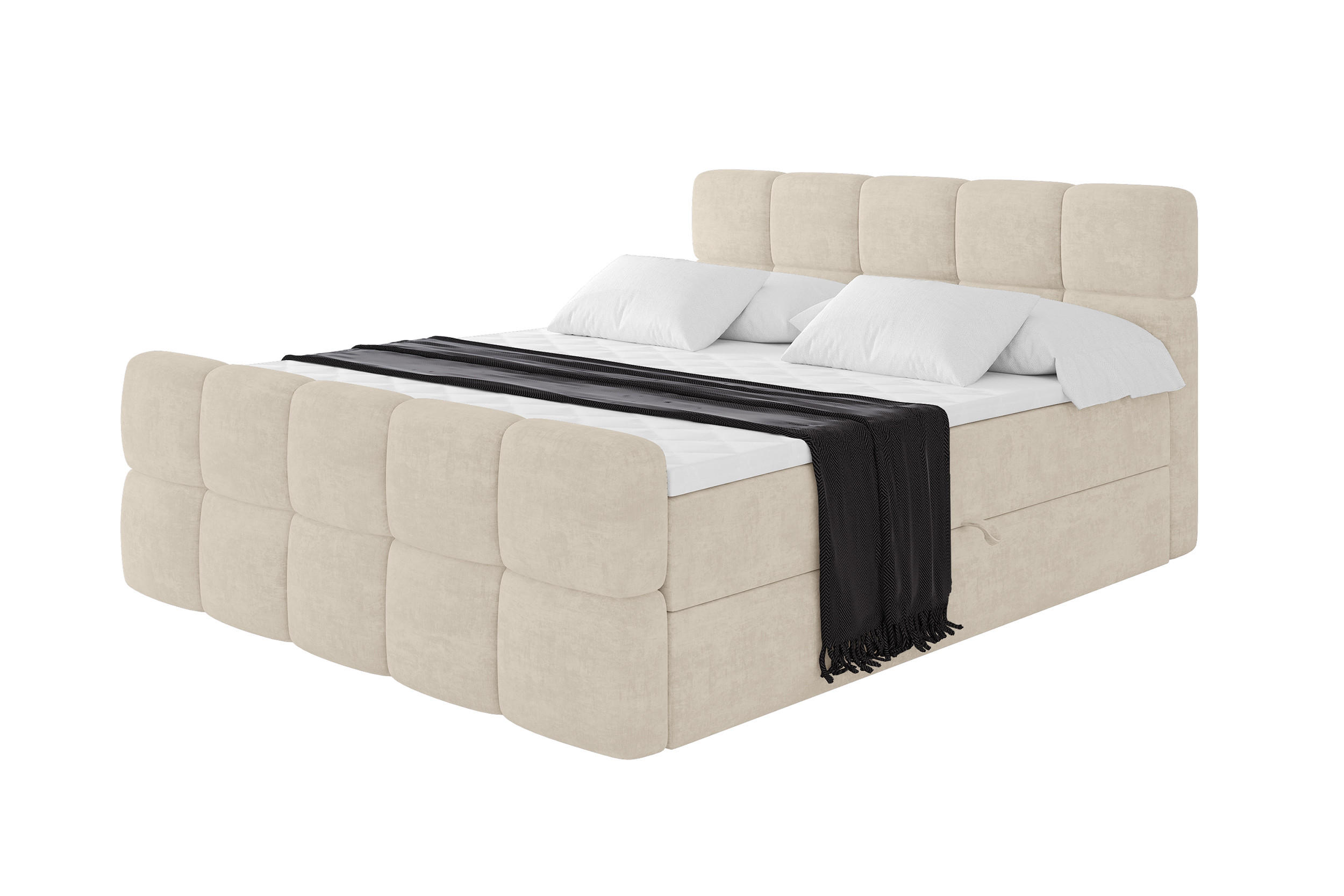 BOXBETT mit Matratze H3 - FAMA-Z - 120x200 cm Beige Monolith - Sahara, Holzwerkstoff (120/200cm) - ALTDECOR