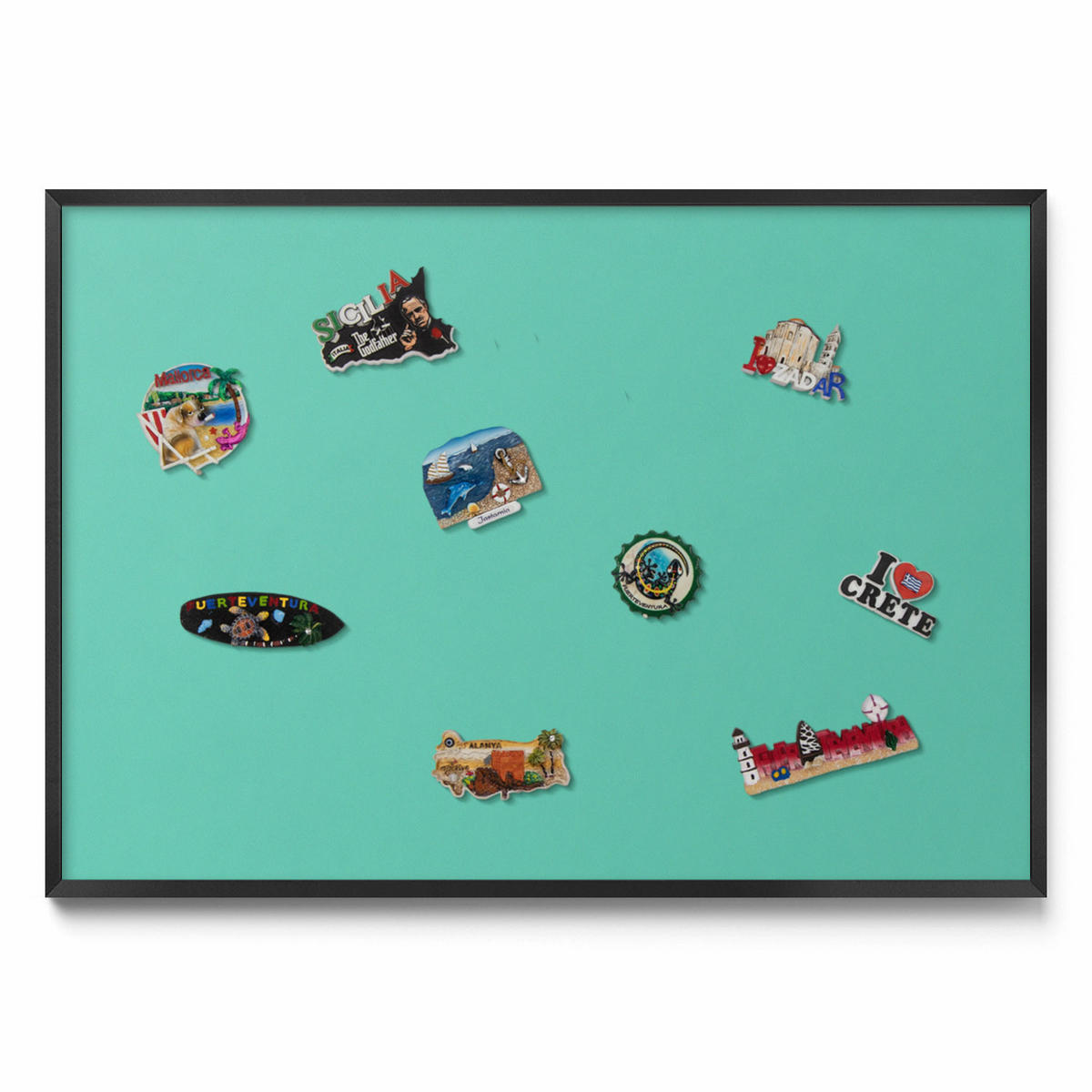 MAGNETTAFEL 100x70 cm Schwarzer Rahmen Minzgrün - Opal, Metall (100/70/0.4cm) - TULUP