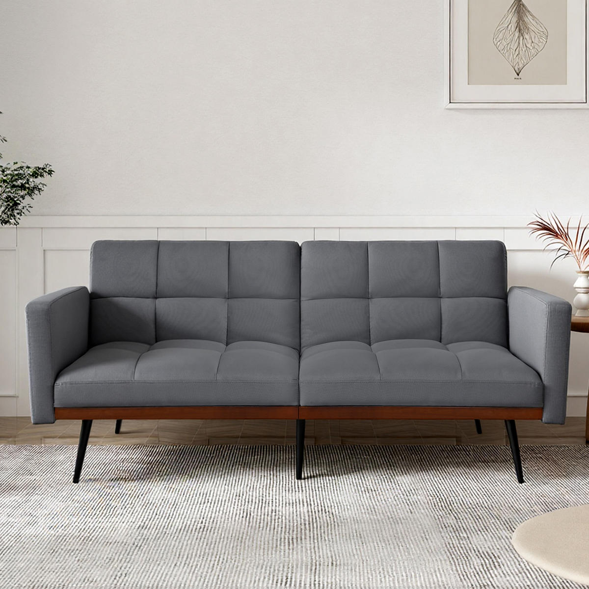 SCHLAFSOFA 146/60/70 cm in Leinenoptik Grau - Grau, Textil (146/70/60cm) - Oxeza