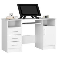 SCHREIBTISCH Weiß 124x52x74 cm - Silberfarben/Weiß, Holzwerkstoff/Kunststoff (52/124/74cm) - Akord