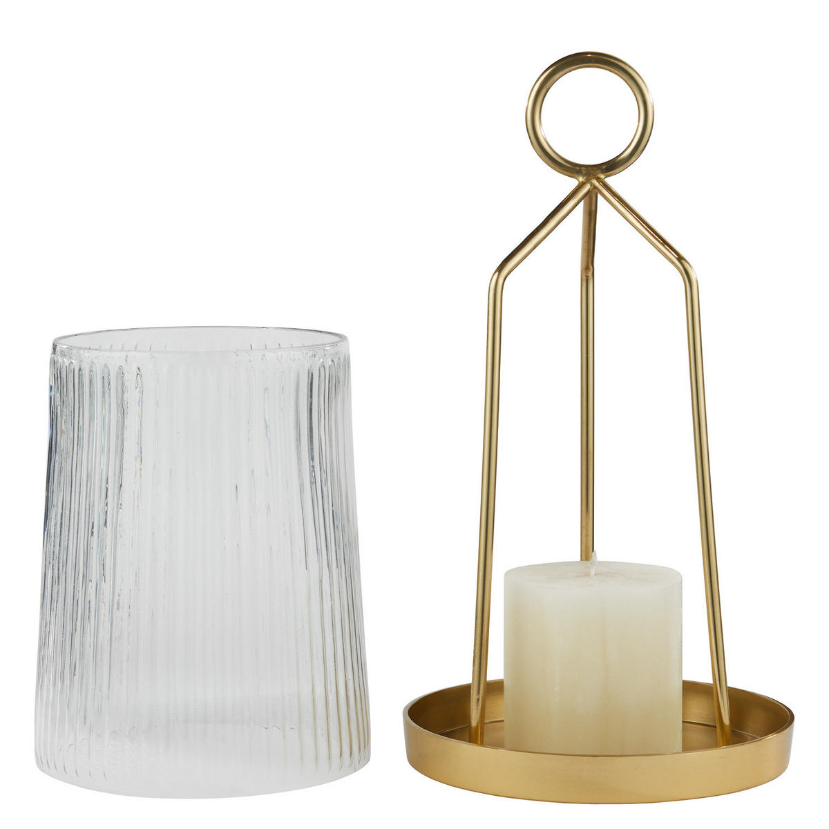 WINDLICHT Jolly & Bright - Goldfarben, Glas (21/28/21cm) - Butlers