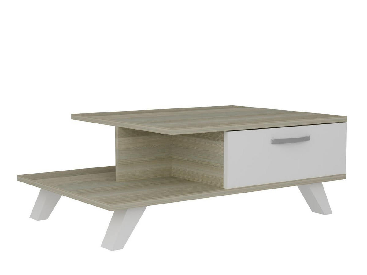 COUCHTISCH Arsenal Weiß Cordoba - Beige/Silberfarben, Holzwerkstoff (60/90/33cm) - moebel17