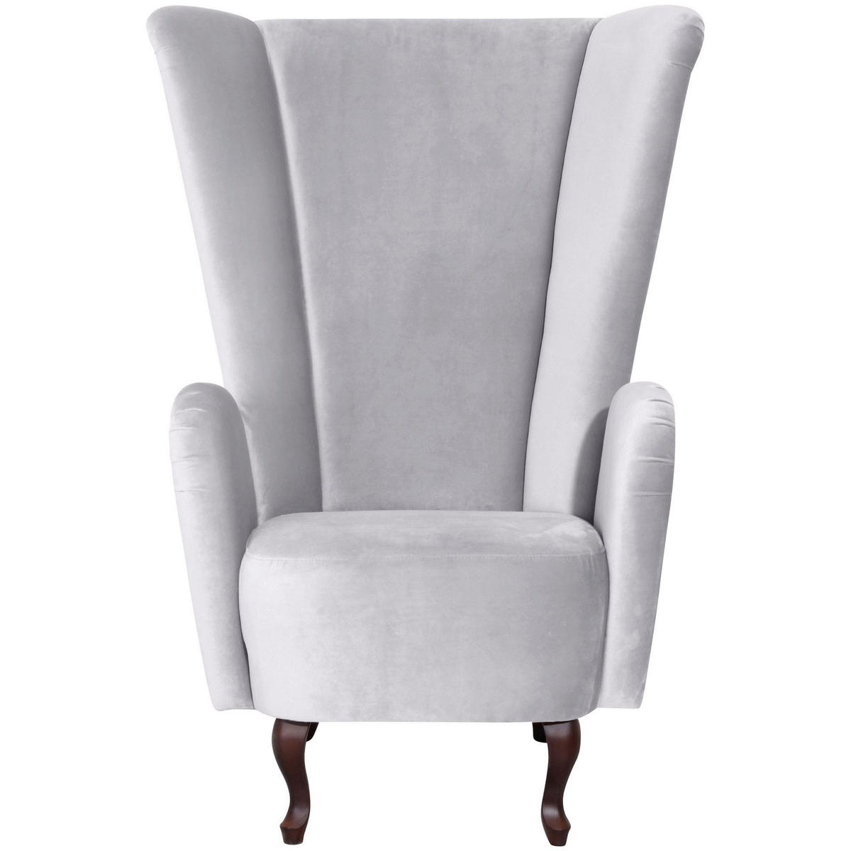 HOCHLEHNSESSEL Kailey Bezug Velourstoff Buche nussbaum dunkel / silber - Grau, Kunststoff (96/122/89cm) - 58aufmkessel