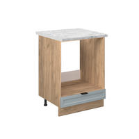 HERDUMBAUSCHRANK Fame-Line Hellblau-grau 60 cm, AP Marmor - Honigeiche/Eiche Wotan, Holzwerkstoff (60/82/60cm) - Vicco