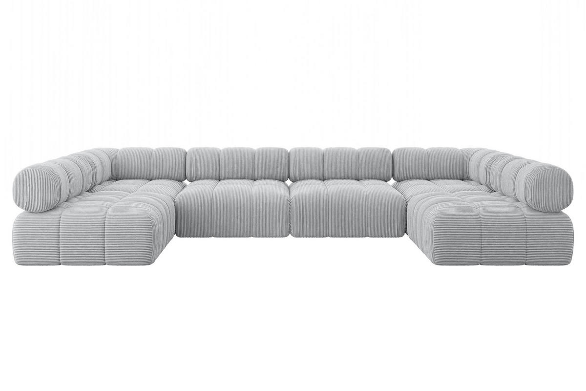 WOHNLANDSCHAFT modulares Sofa Garvo-U2 - 380x190x70 cm Grau Cord - Grau, Holzwerkstoff/Textil (380/70/190cm) - ALTDECOR