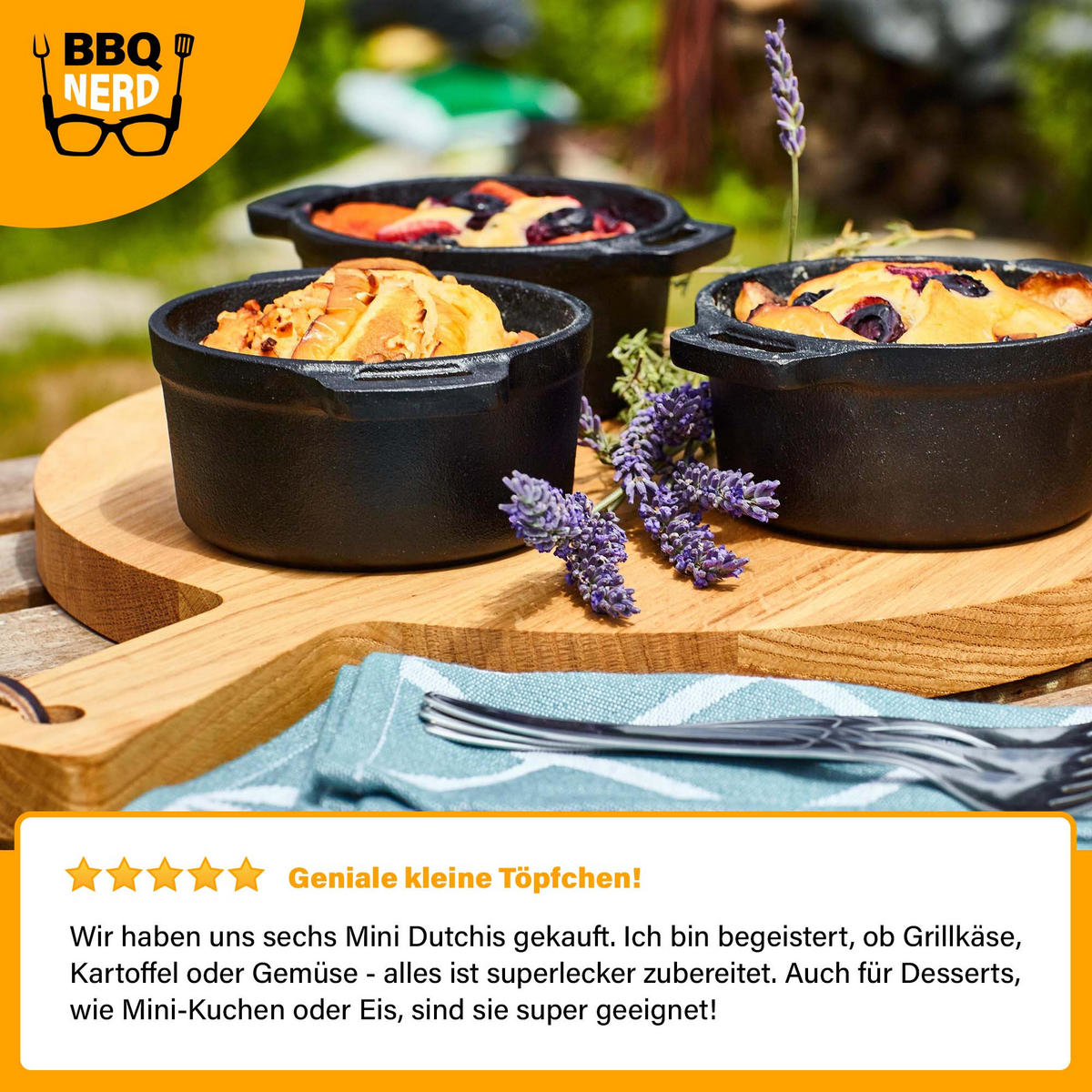 MINI-DUTCH-OVEN Gusseisen Feuertopf Gusstopf Grilltopf | Gusseisentopf 11x5cm - Schwarz, Metall (12/7/12cm) - BBQ Nerd