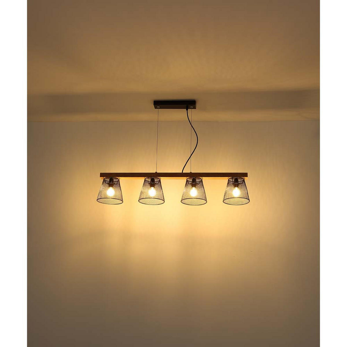 HÄNGELEUCHTE Metall Holzoptik Braun - Braun, Holz (85/15/150cm) - Globo Lighting