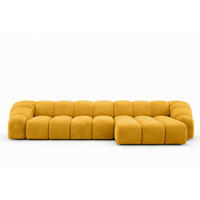 ECKSOFA Modulare L-Form, Veloursstoff Bluvel, Golden, Rechts, CROISSANT XL - Goldfarben, Holz (340/190cm) - Kaiser Möbel