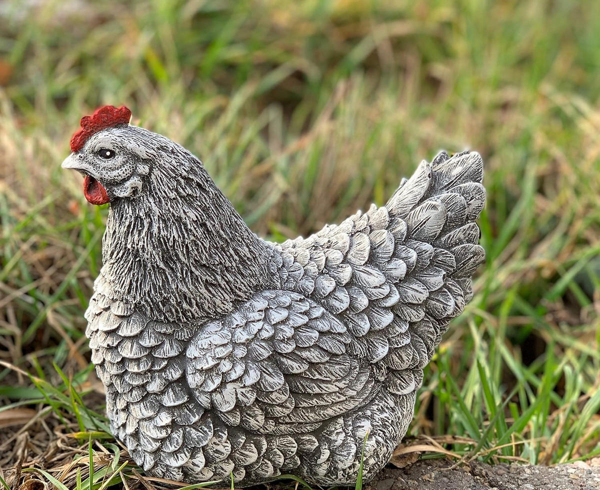 STEINFIGUR Huhn Henne Hahn frostfest wetterfest Gartenfigur - Grau, Stein (12/16/19cm) - stoneandstyle