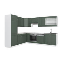 ECKKÜCHE Fame-Line Grün-Gold Landhaus/Weiß 227 x 60 cm ohne AP - Weiß/Grün, Holzwerkstoff (287/81.6/46cm) - Vicco