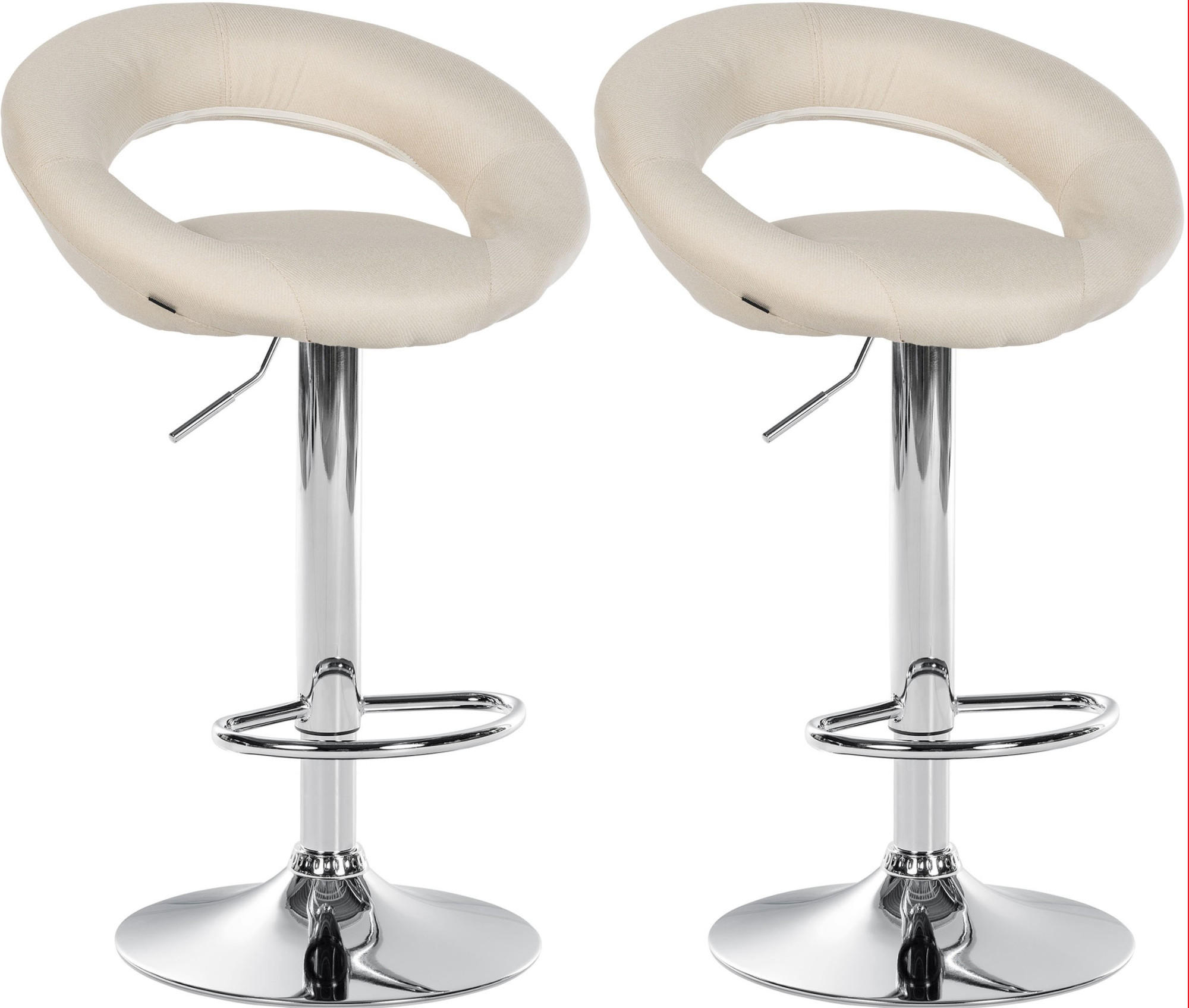 BARHOCKER 2er Set Stoff creme - Chromfarben/Creme, Textil/Metall (52/77/47cm) - CLP