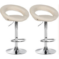 BARHOCKER 2er Set Stoff creme - Chromfarben/Creme, Textil/Metall (52/77/47cm) - CLP