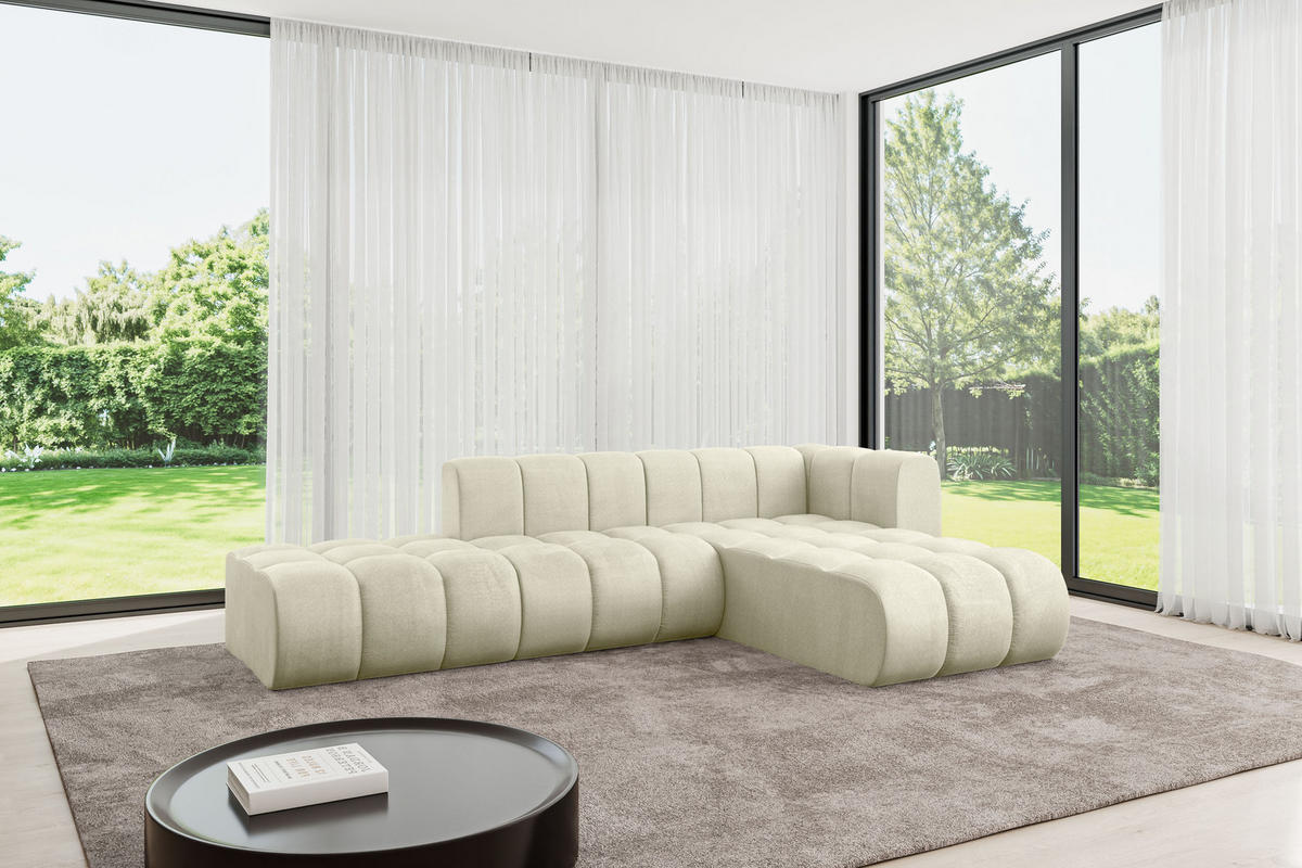ECKSOFA modulares Sofa Zuvon-L1 - 296x177x70 cm Beige - Beige, Holzwerkstoff/Textil (296/177cm) - ALTDECOR