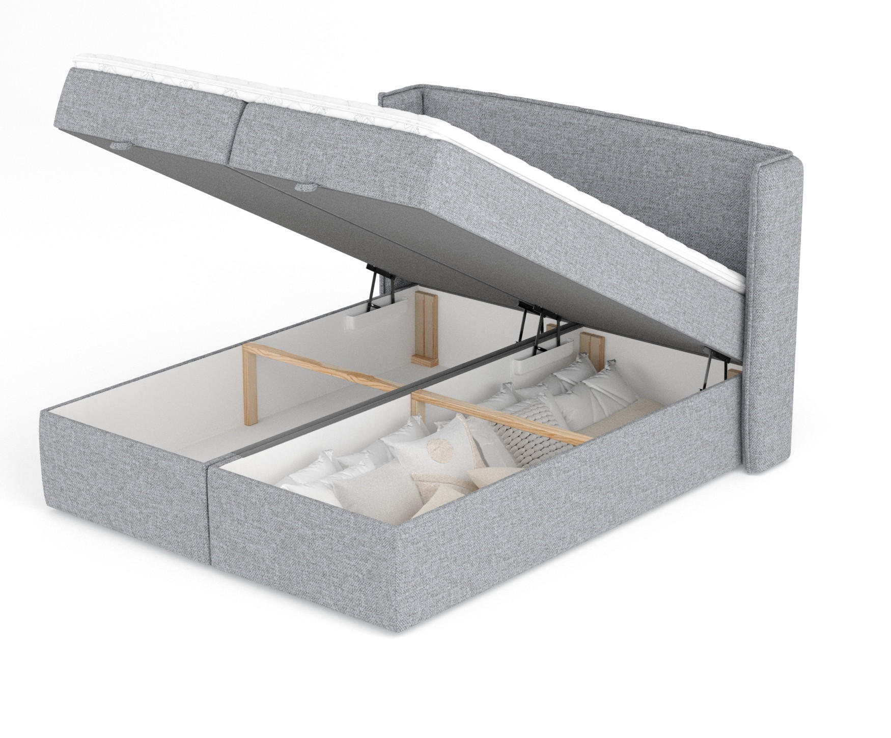 BOXBETT Passion Grau 140/200 cm mit Matratze und Topper - Schwarz/Grau, Holz/Holzwerkstoff (140/200cm) - Maison de Reve