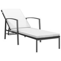 SONNENLIEGE mit Auflage Poly Rattan Schwarz - Schwarz, Kunststoff (60/95/195cm) - furnicato