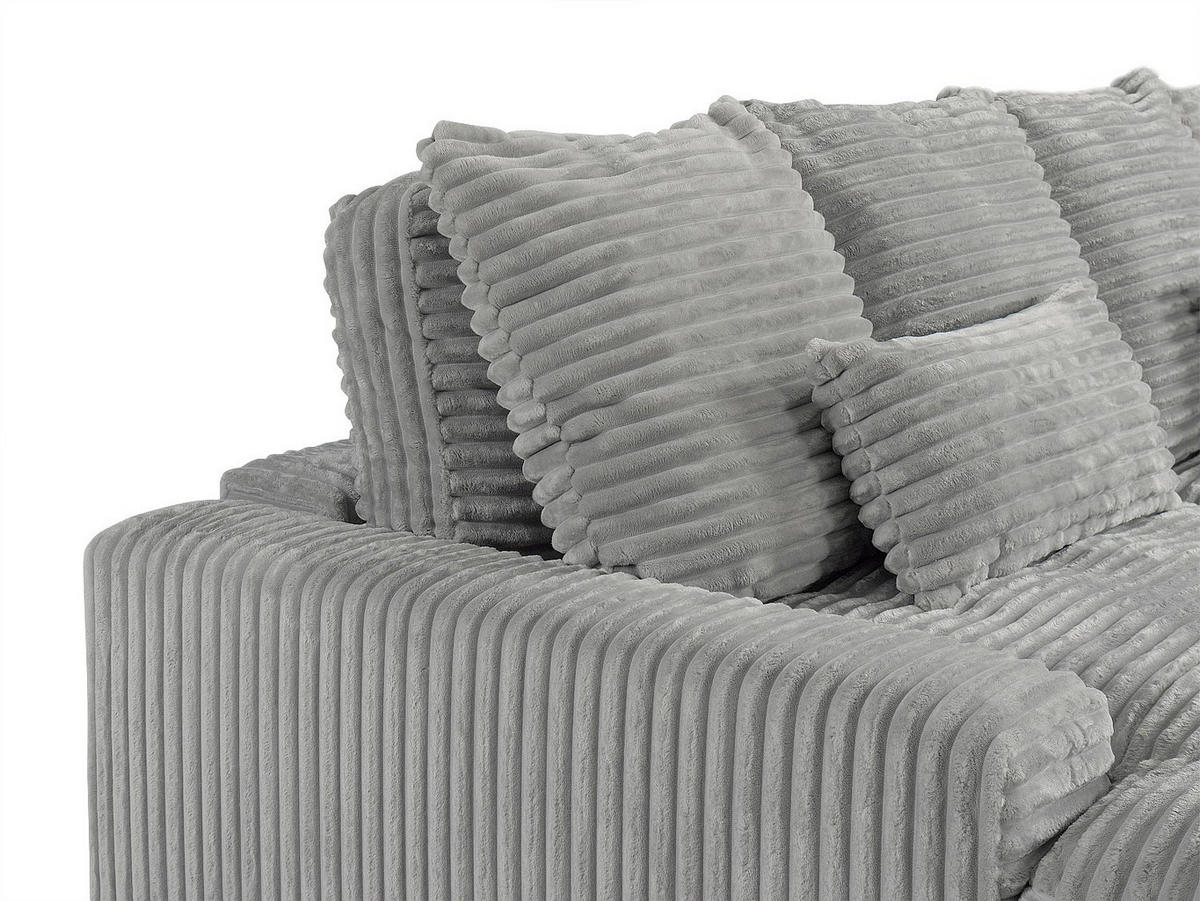 SOFA 3-Sitzer - tiefe Komfortsitzfläche - grob gerippter Cord - Grau - CALAZO - Grau, Textil (232/85/170cm) - Vente-Unique