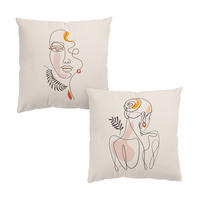 DEKOKISSEN 2er-Set Lineart Silhouetten 40/40 cm - Eichefarben, Textil (40/40cm) - Bilderwelten