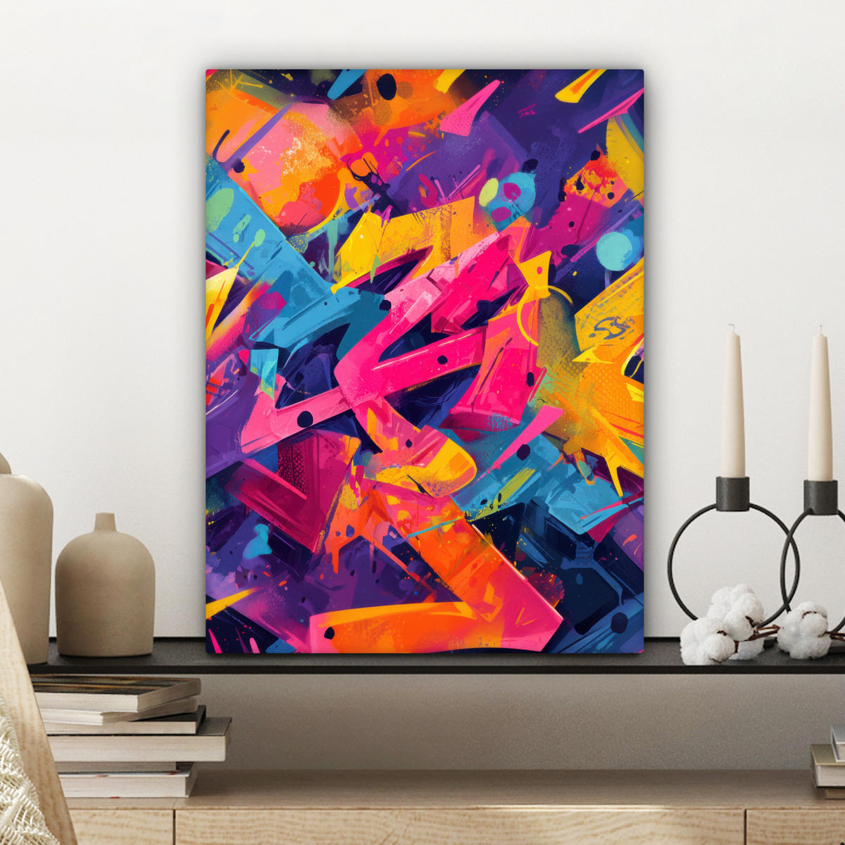 LEINWANDBILD Abstrakt - Formen - Farbenfroh Room Decor 30x40 cm - Magenta, Textil (30/40cm) - MuchoWow