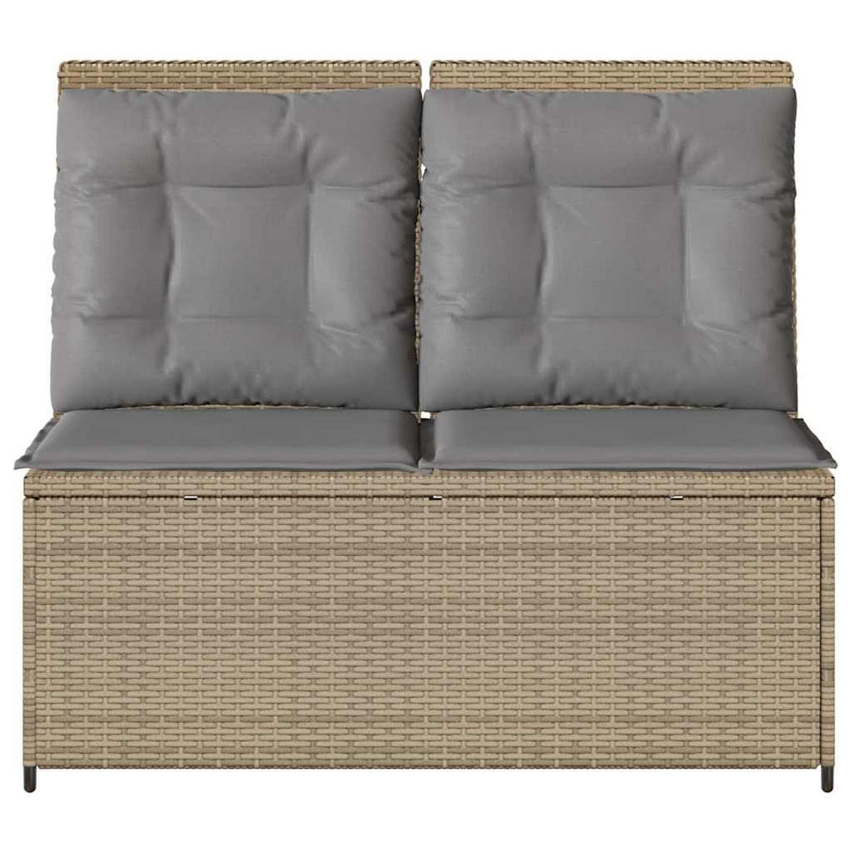 GARTENBANK Verstellbar mit Kissen Beige Poly Rattan - Beige/Grau, Kunststoff (67/95/108cm)