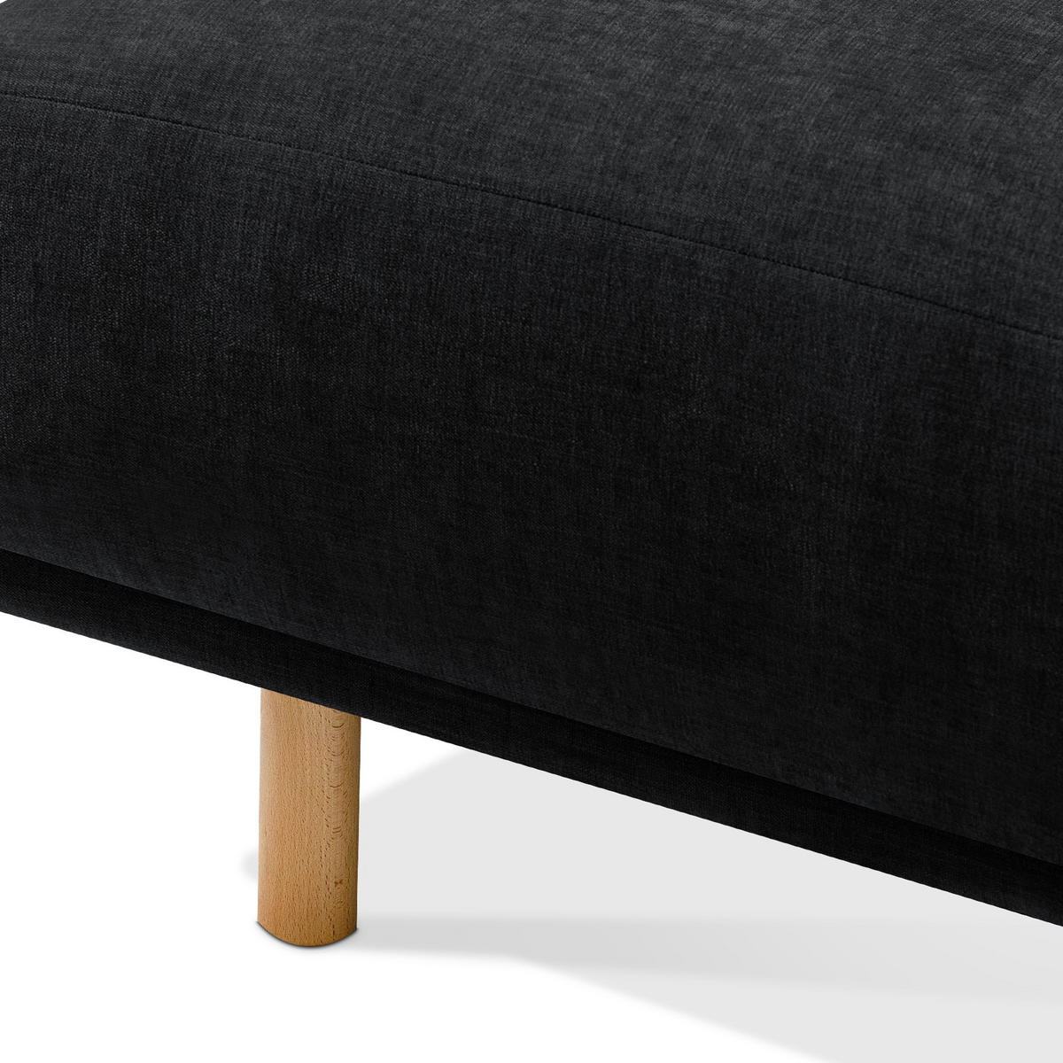 ECKSOFA-LINKS FOSERO, Chenille-Stoff - Anthrazit/Buchefarben, Holz/Holzwerkstoff (204/155cm) - KONSIMO®