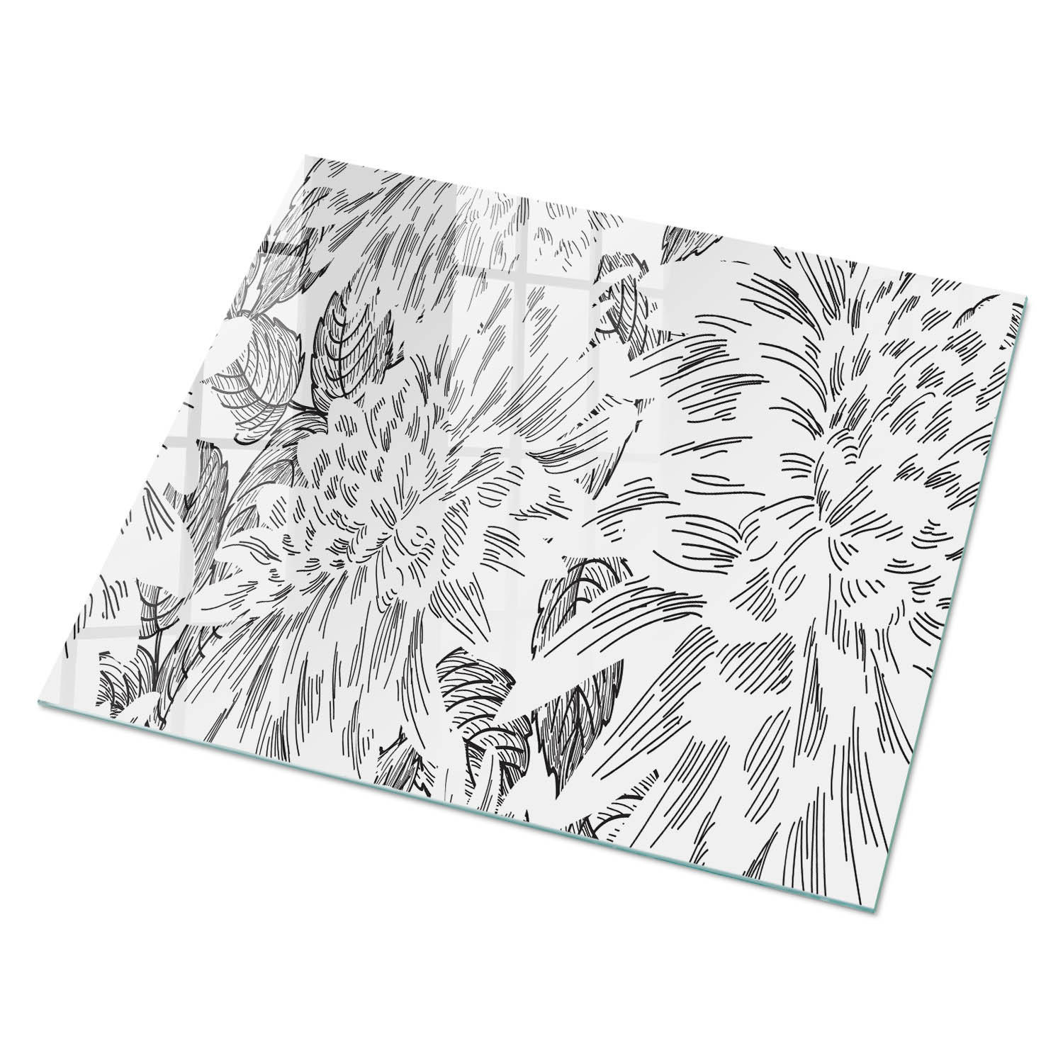 GLASPLATTE 80x60 cm – Blumenmuster - Multicolor, Glas (0.4/80/60cm) - ArtPrintCave