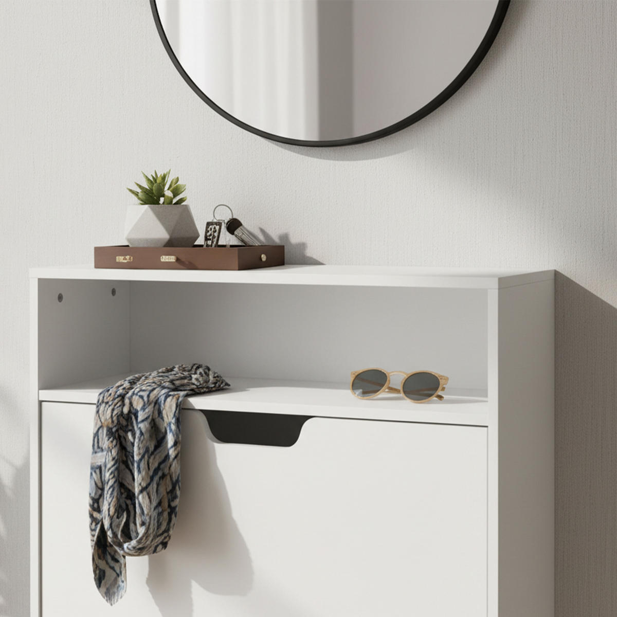 SCHUHSCHRANK - Weiß, Holzwerkstoff/Kunststoff (60/102/24cm) - Relaxdays