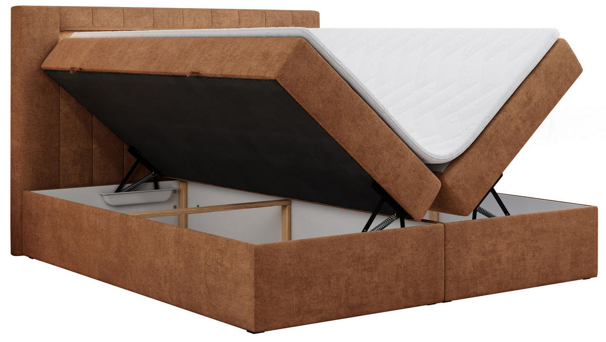 BOXBETT GOLD-5 LED 200/200 Orange Struktur - H3 - Orange, Holz/Textil (200/200cm) - MKS