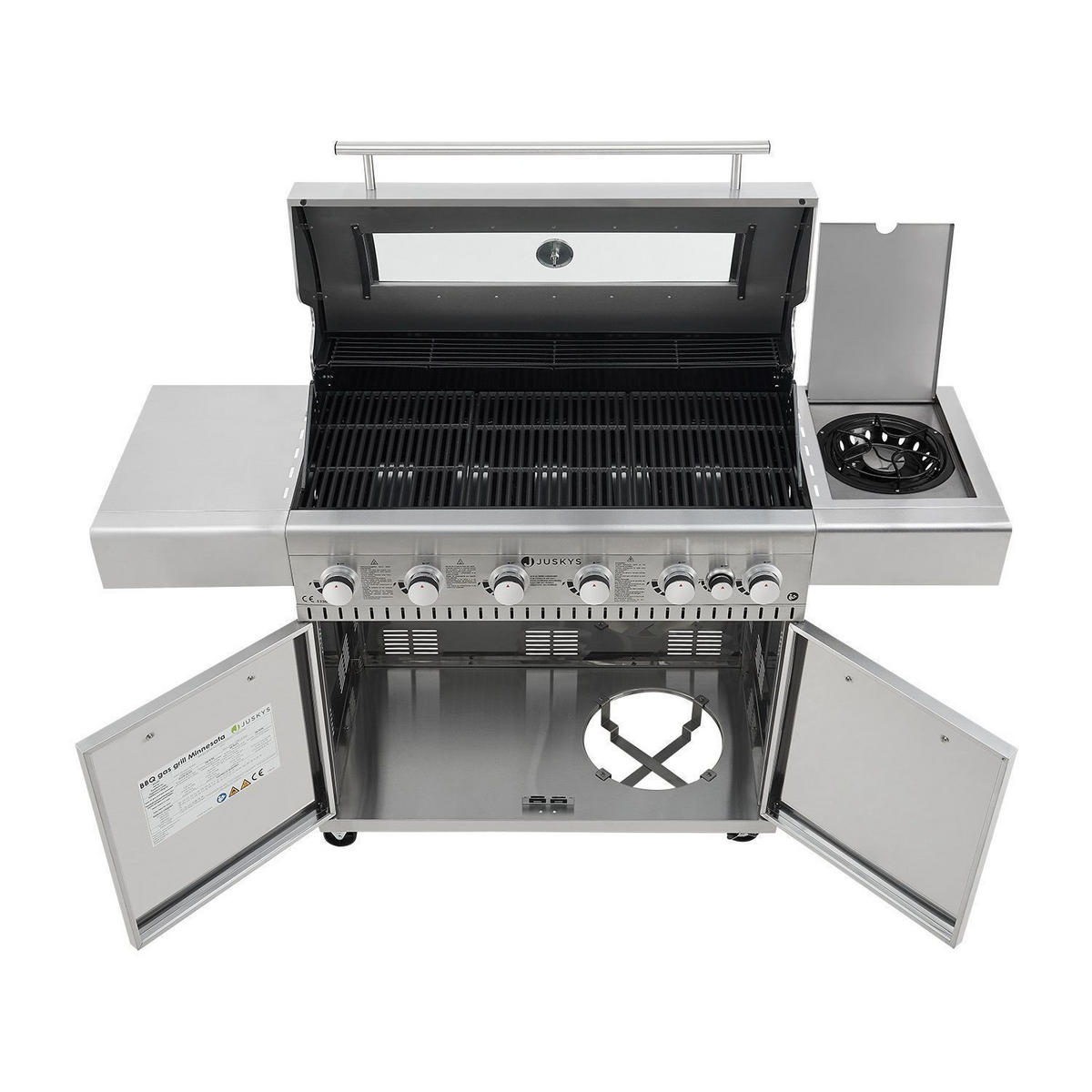 GASGRILL Minnesota silber 6+1 - Silberfarben, Metall (170/115/54cm) - Juskys