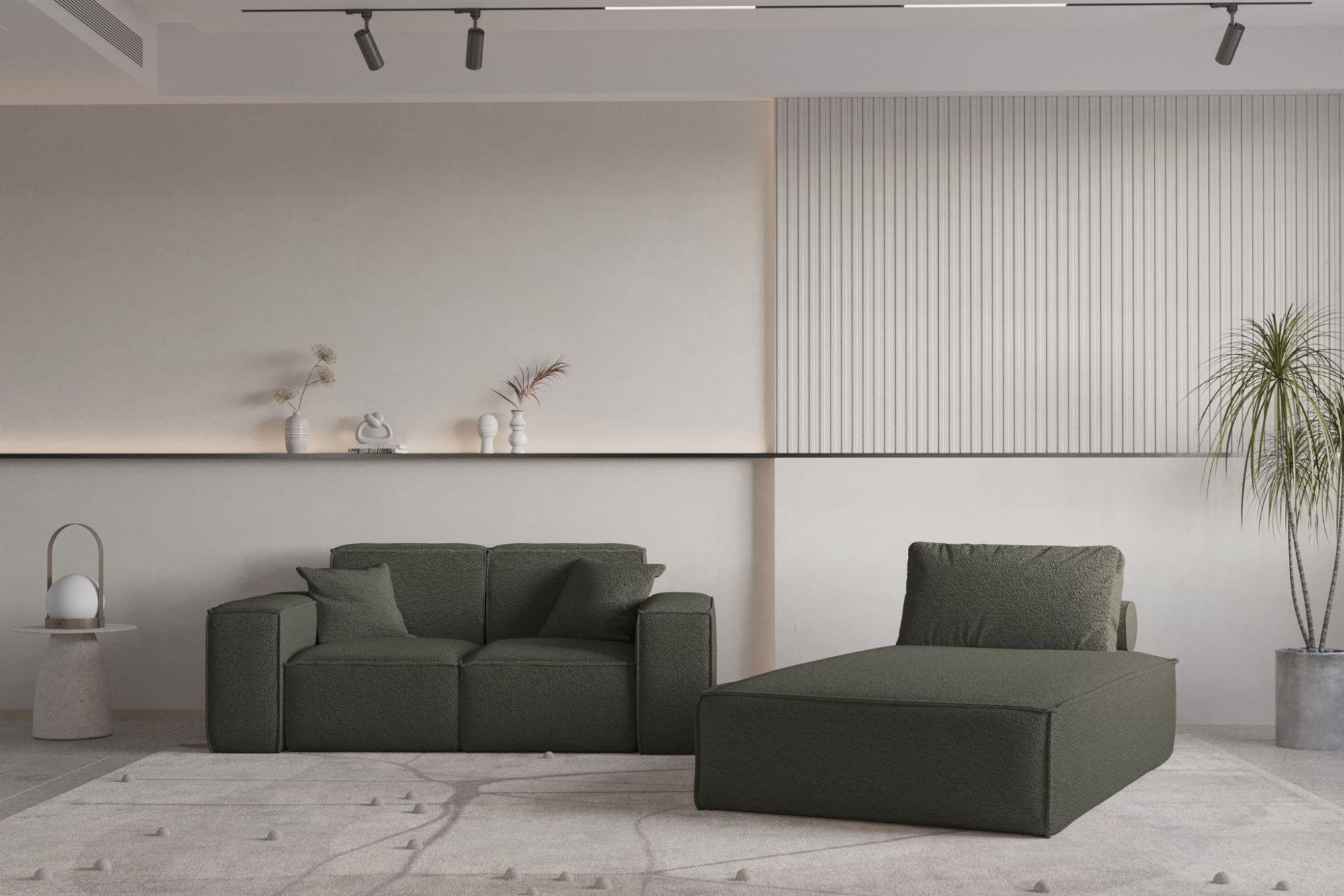 SOFA Sezlong Celes Premium 2er-set - Jadegrün, Holzwerkstoff/Textil (110/95/194cm) - Fun Möbel