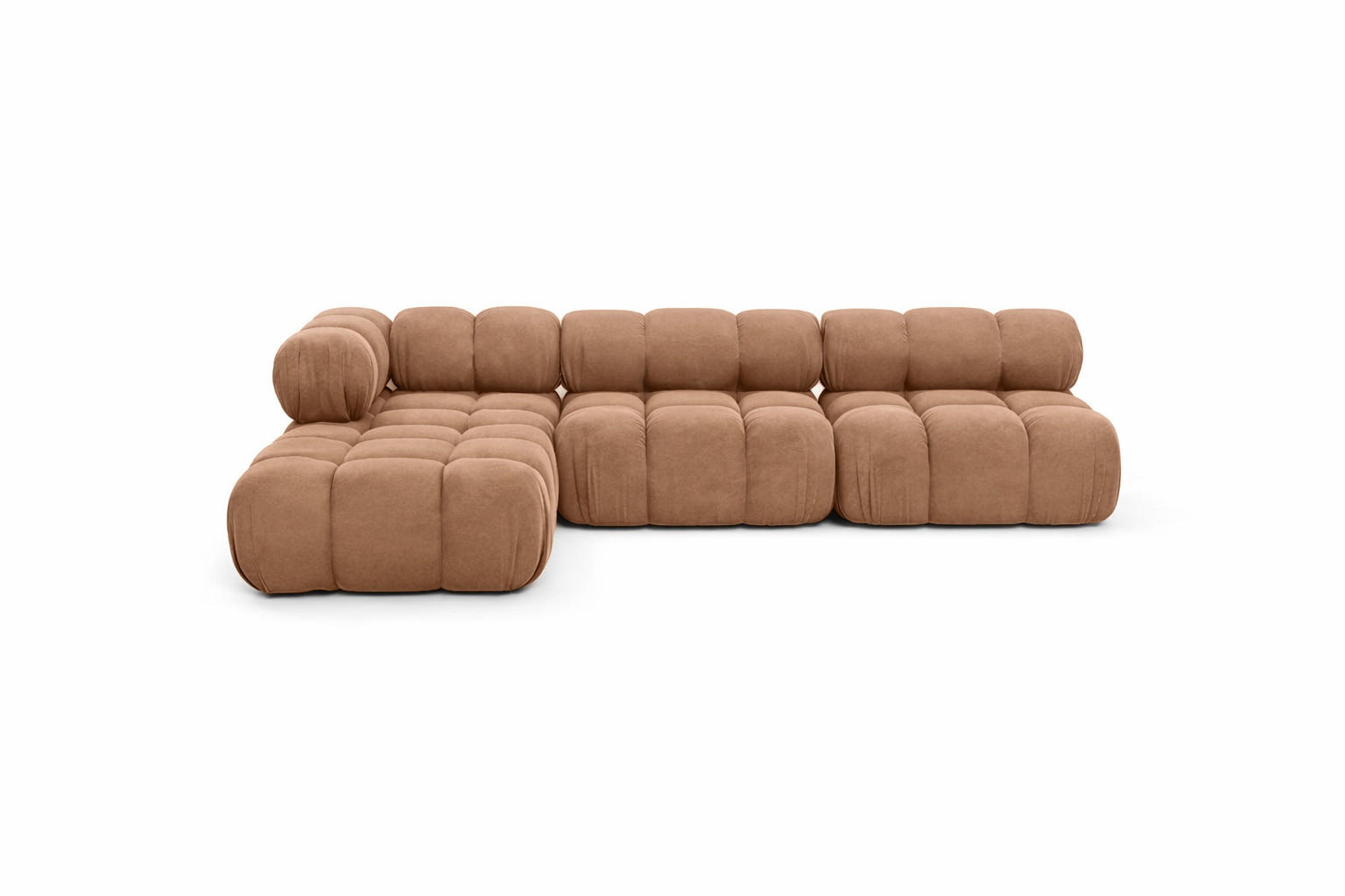 ECKSOFA L-Form Modulare, Veloursstoff Salvador, Dunkelbeige, Links, Selia - Beige, Holz (285/160cm) - Kaiser Möbel