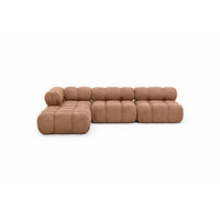 ECKSOFA L-Form Modulare, Veloursstoff Salvador, Dunkelbeige, Links, Selia - Beige, Holz (285/160cm) - Kaiser Möbel