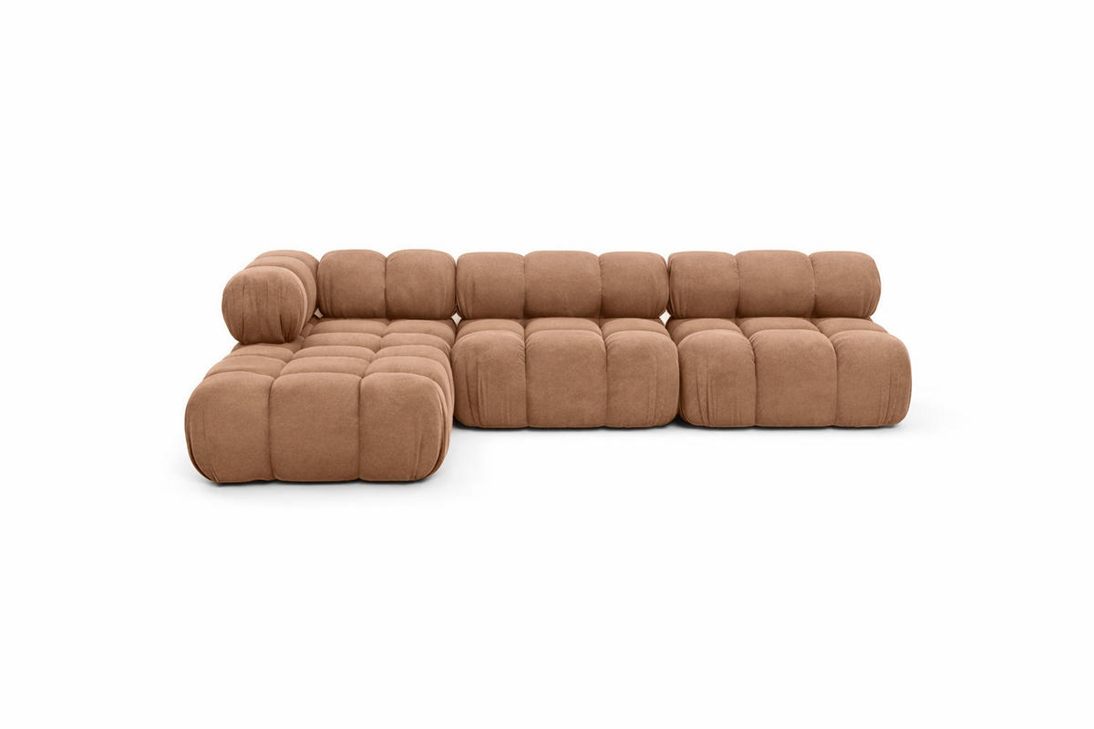 ECKSOFA L-Form Modulare, Veloursstoff Salvador, Dunkelbeige, Links, Selia - Beige, Holz (285/160cm) - Kaiser Möbel