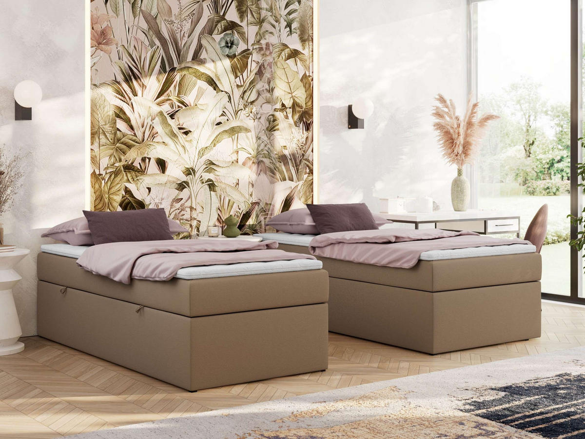 BOXBETT ZERO 90/200 - Braun Plüsch - H4 - Topper T25 - Braun, Textil (90/200cm) - MKS