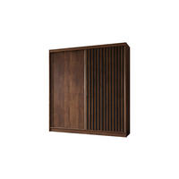 SCHWEBETÜRENSCHRANK Erika 200 cm mit Lamellen ohne Spiegel 2-türig, Nuss Warmia, schwarz - Dunkelbraun/Schwarz, Kunststoff (200/216/51cm) - Margaret Hadas24