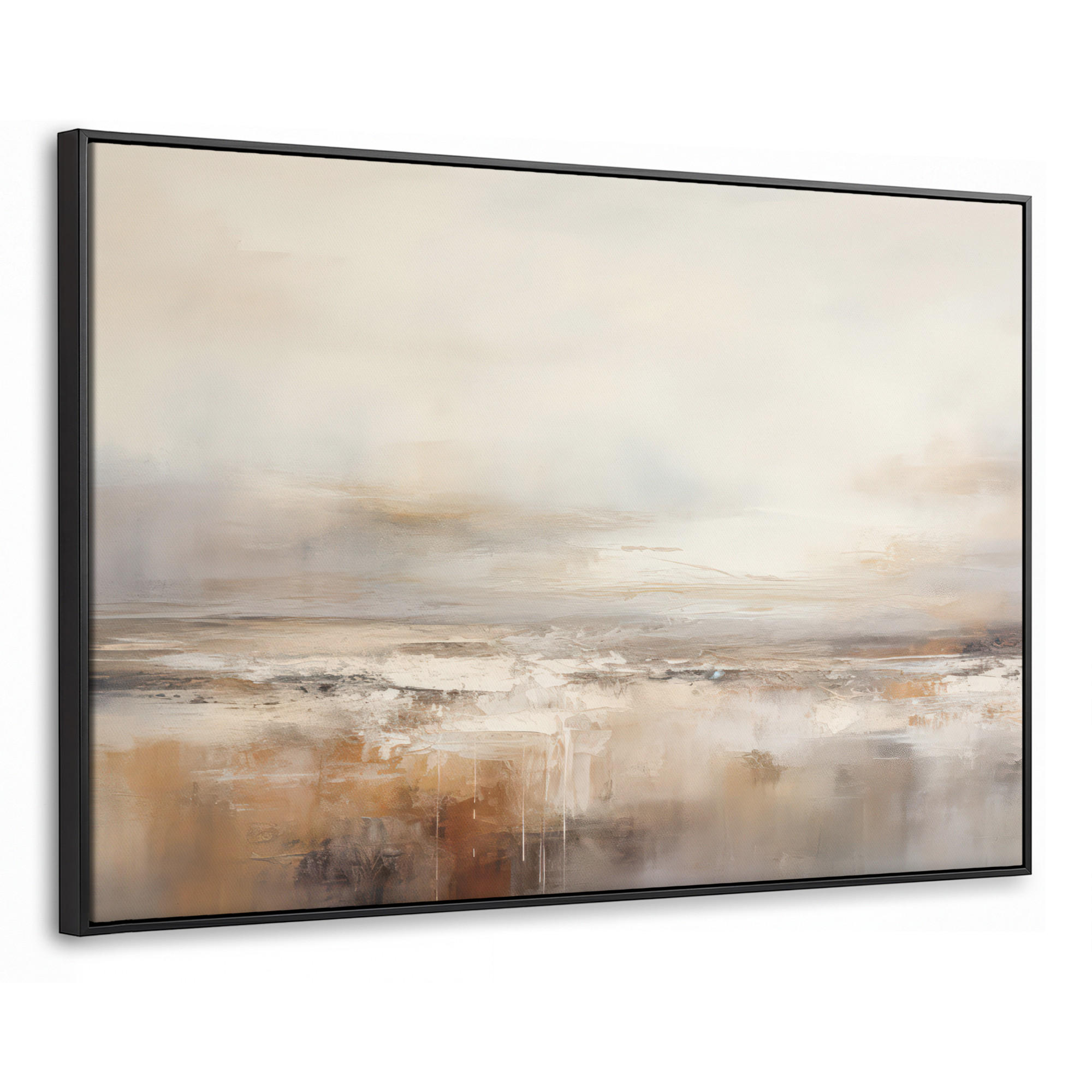 LEINWAND Bilder mit Rahmen - Kunst - Industriell - Grau - Braun - Abstrakt - 150x100 - Sandfarben, Textil (150/100cm) - MuchoWow