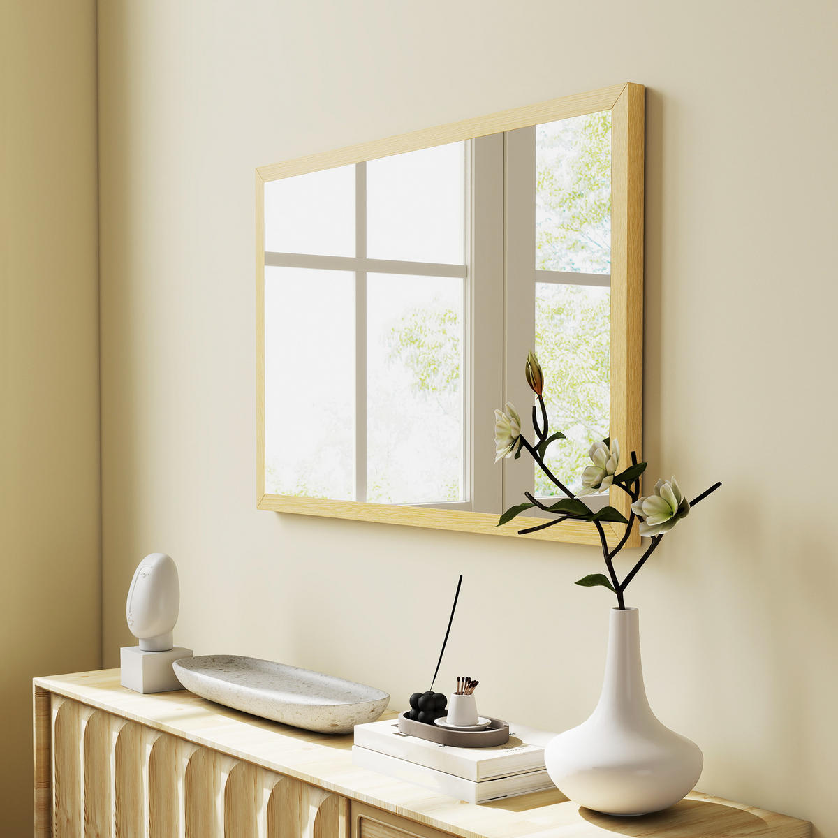 WANDSPIEGEL DE-14340 rechteckig 60x40 cm Natur - Naturfarben, Glas (40/60/2cm) - ComfortXL