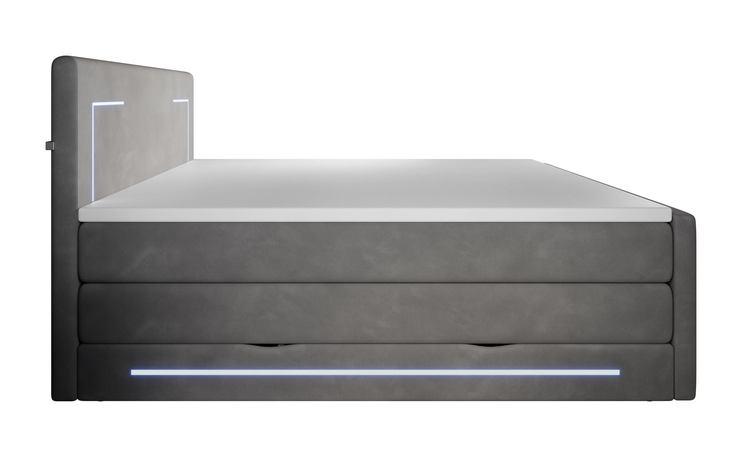 BOXSPRINGBETT Monaco anthrazit 160/200 cm H2/H3 Samt - Anthrazit, Textil (160/200cm) - wonello