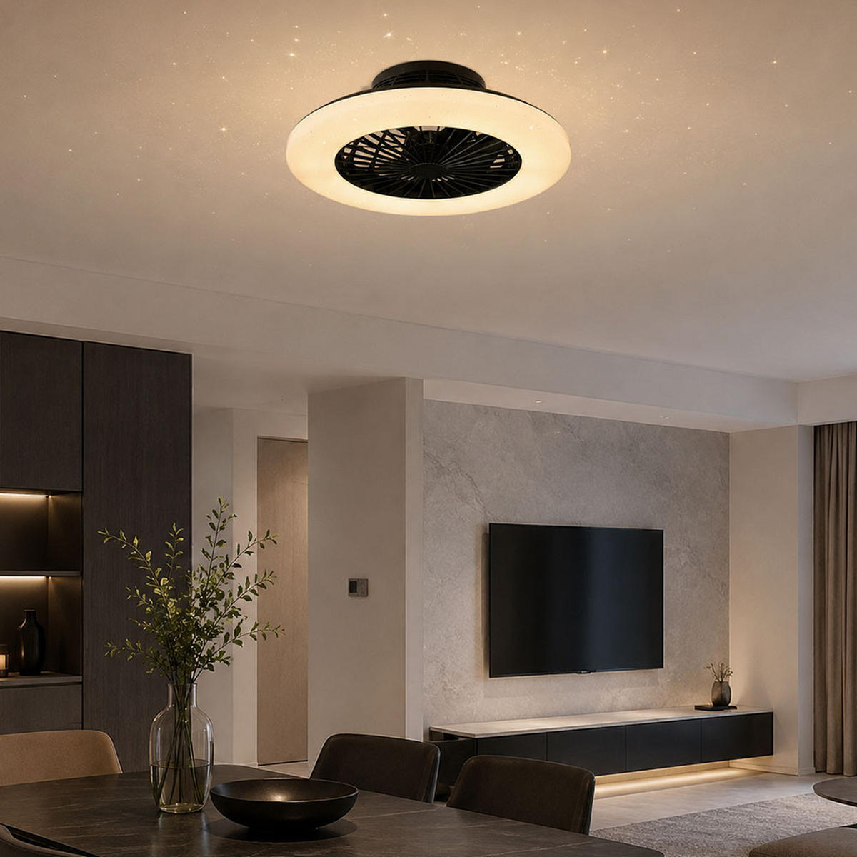 LED DECKENLEUCHTE Deckenventilator Weiß - Weiß, Metall (50/50/17.5cm) - Globo Lighting