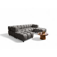 SOFA 3-sitzer Und 2-polsterhocker Flow - Dunkelgrau, Holzwerkstoff/Textil (288/71/96cm) - Fun Möbel