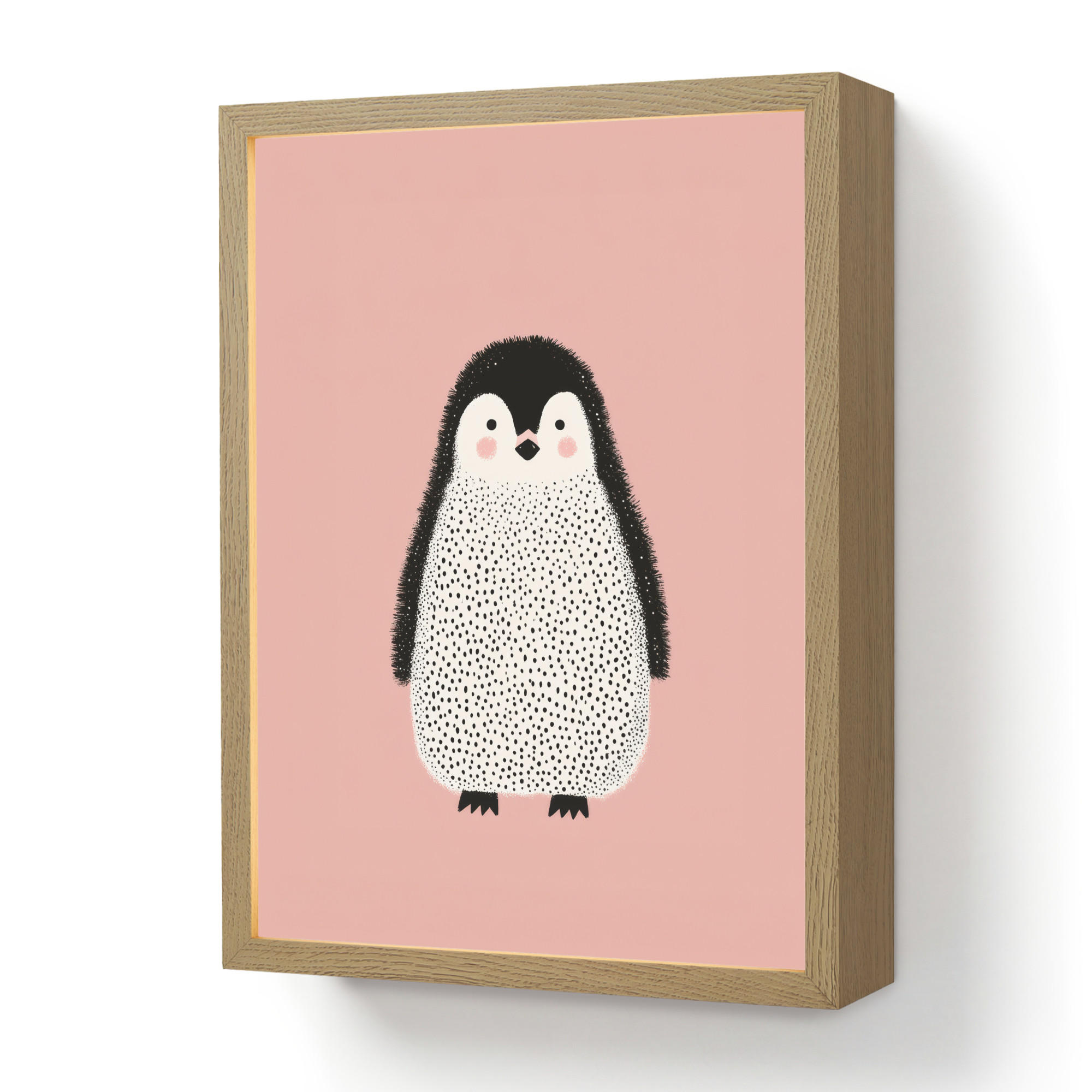 OnlyWow NÁSTĚNNÁ LAMPA S AKUMULÁTOREM Tučňák - Tečky - Minimalistický - Růžový 30x40 cm