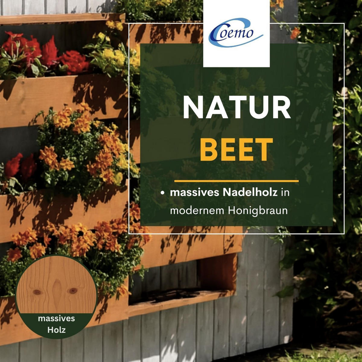 VERTIKALBEET RIGA Kräuterbeet Holz 6 Pflanzkästen Farbe Braun - Braun, Holz (18/93/110cm) - Coemo