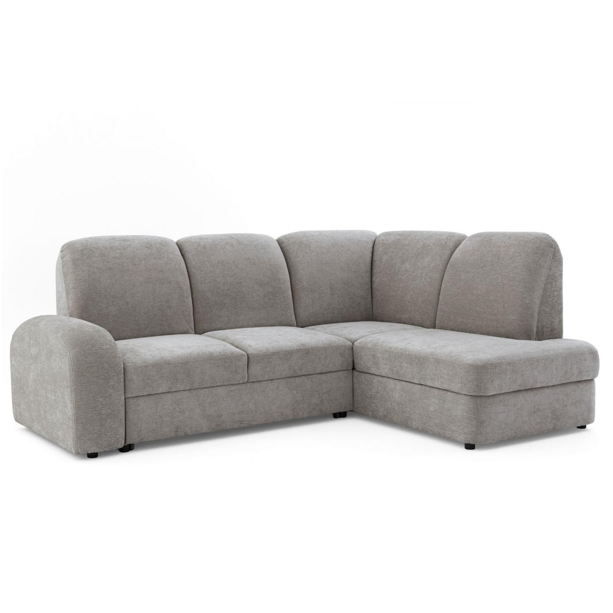 ECKSOFA VIBE L Rechts mit Schlaffunktion 129x205 Chenille Grau - Schwarz/Grau, Holz/Kunststoff (250/186cm) - Muffo