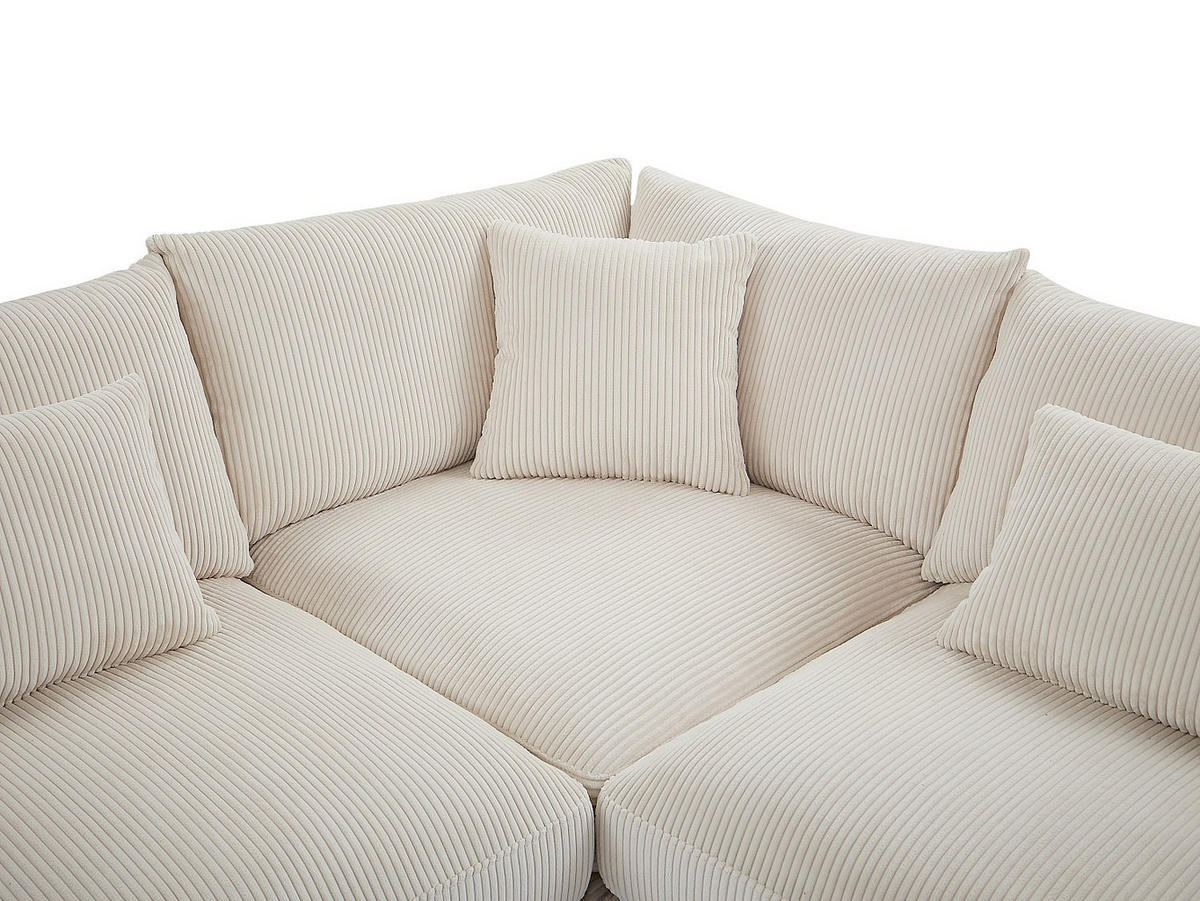 SOFA - 7 Personen - samt - beige Sperone - Beige, Holz/Textil (275/85/275cm) - Vente-Unique