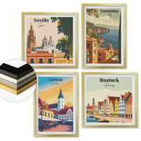 WANDBILDER 4er Set - 50x50 cm & 40x60 cm Goldrahmen - Architektur der Küstenstädte - Goldfarben, Kunststoff (50/50cm) - ArtPrintCave