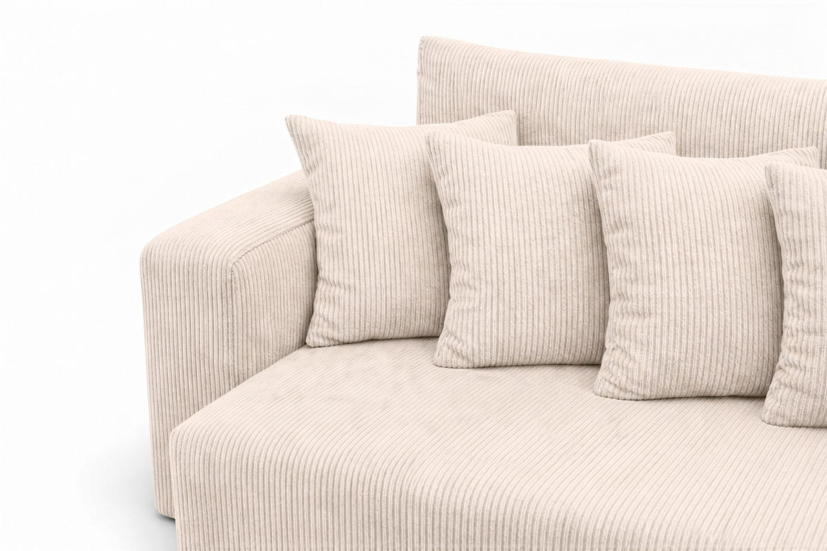 SCHLAFSOFA, Cordstoff Poso, Beige, PIANO DOUBLE - Creme, Holz (246/83/145cm) - Kaiser Möbel