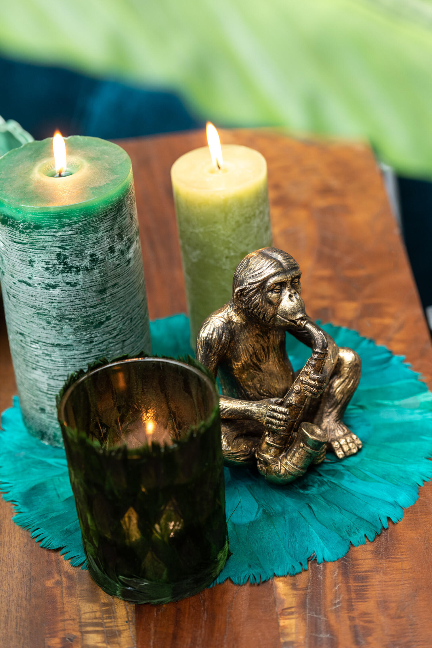 DUFTKERZE ZART - Dunkelgrün - L - 52 Std. - 6er set - Dunkelgrün, Paraffin (7/15cm) - J-Line