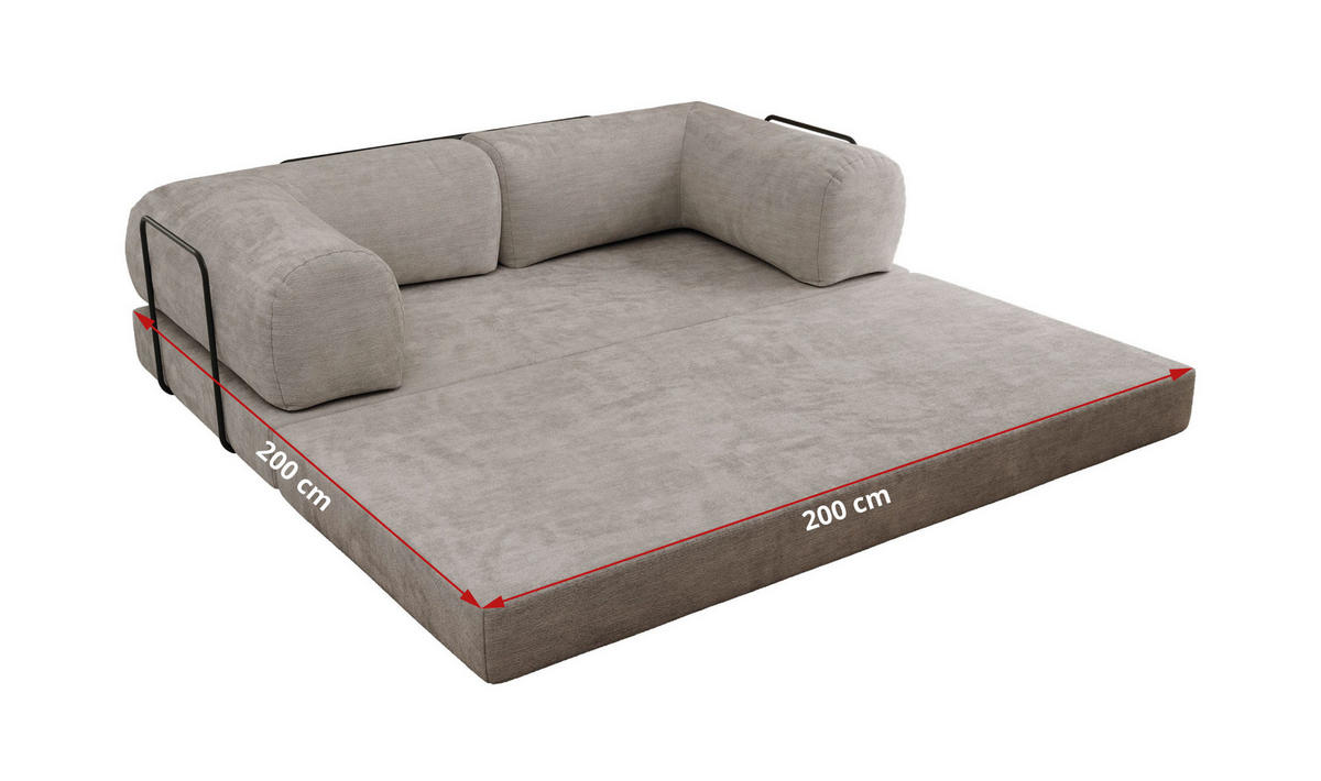 TROJMIESTNA POHOVKA ORSETTO - Svetlosivá Hladká ženilka - čierna/svetlosivá, kov/textil (200/70/100cm) - MKS