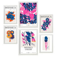 POSTER Set Mit 6 Blumen Botanische Galerie Natur Und Botanikdrucke Für Innenarchitektur A3 & A4 Weißer Rahmen - Weiß, Papier (29/3cm) - Nacnic