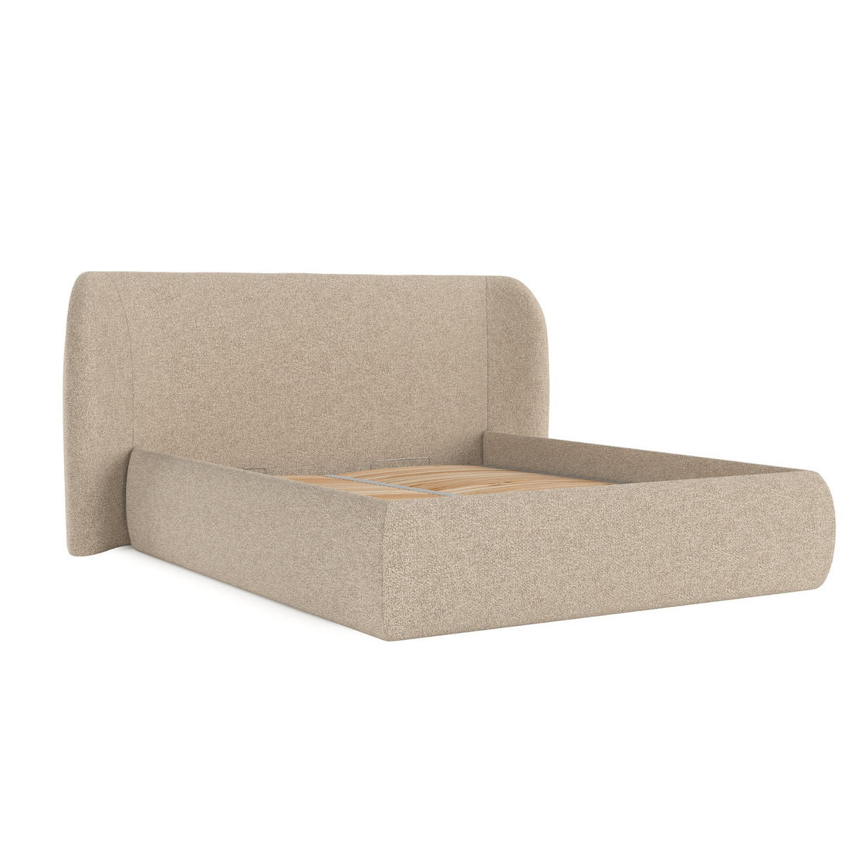 POLSTERBETT Bellano mit Stauraum 140/200 cm Hellbeige im Bubble Stoff - Sandfarben/Schwarz, Holz/Holzwerkstoff (140/200cm) - AltaBeds